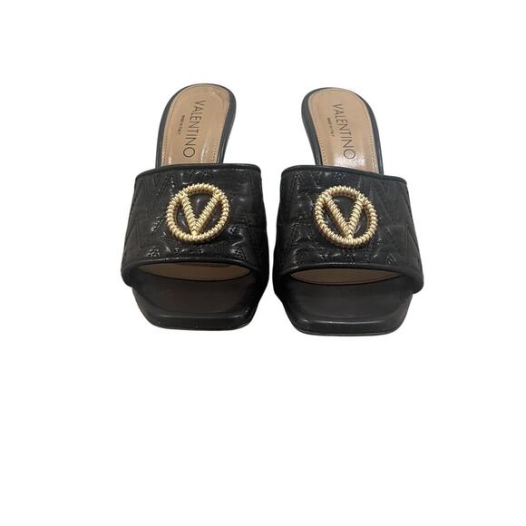 Valentino by Mario Valentino Venere Quilted Leather Sandals Size 7 Black - Picture 5 of 10
